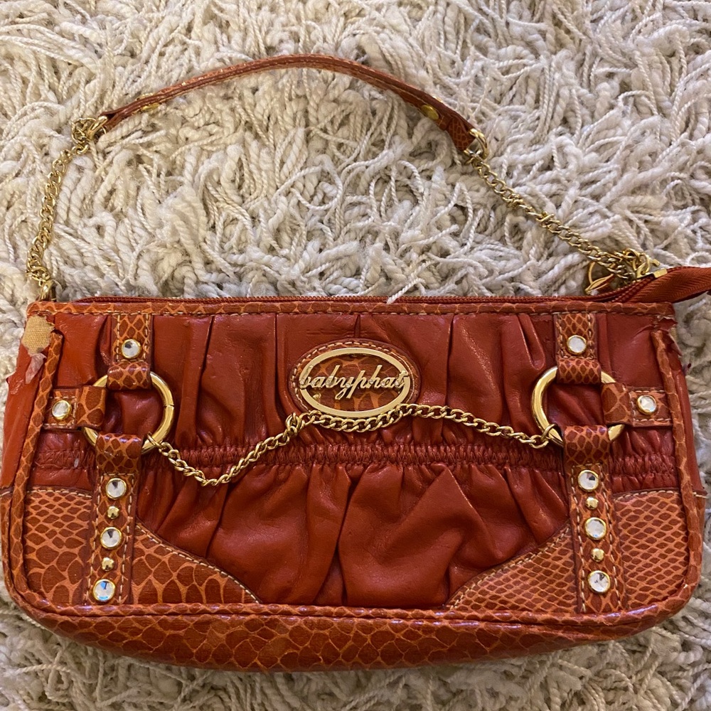 VINTAGE Baby Phat Shoulder Mini Bag - Copper & Turquoise